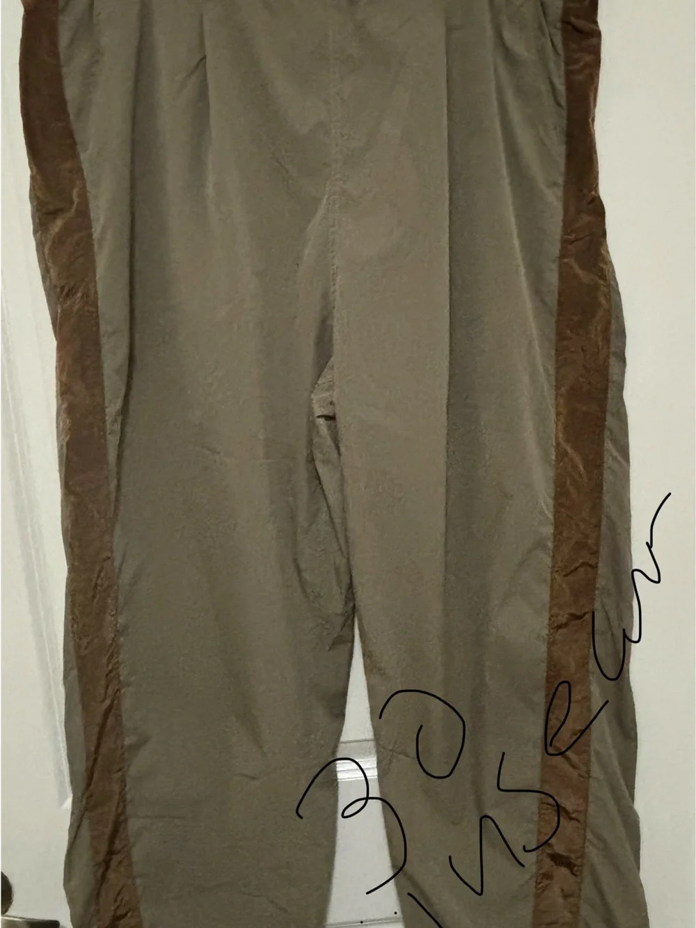 Fashion Nova Olive Joggers with Brown Side Stripes